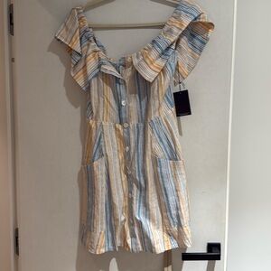 New! Reformation Landy Striped Linen Mini Dress 🌻   Sz 10 - Brand New w/ Tags